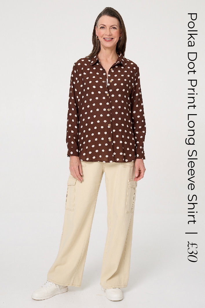 Polka Dot Print Long Sleeve Shirt | Shop Now