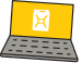 An icon of a laptop with a jerry can as the screensaver.