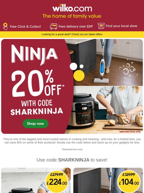 Save on home favourites with 20% OFF SharkNinja!