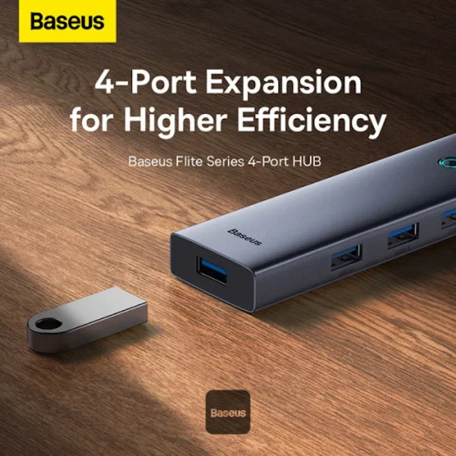 OS-Baseus UltraJoy Series 4-Port HUB Space - Grey