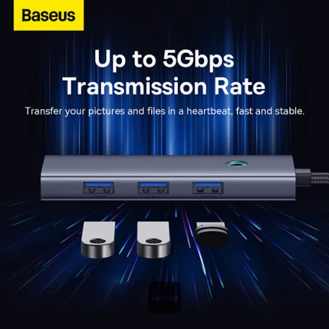 OS-Baseus UltraJoy Series 4-Port HUB Space - Grey
