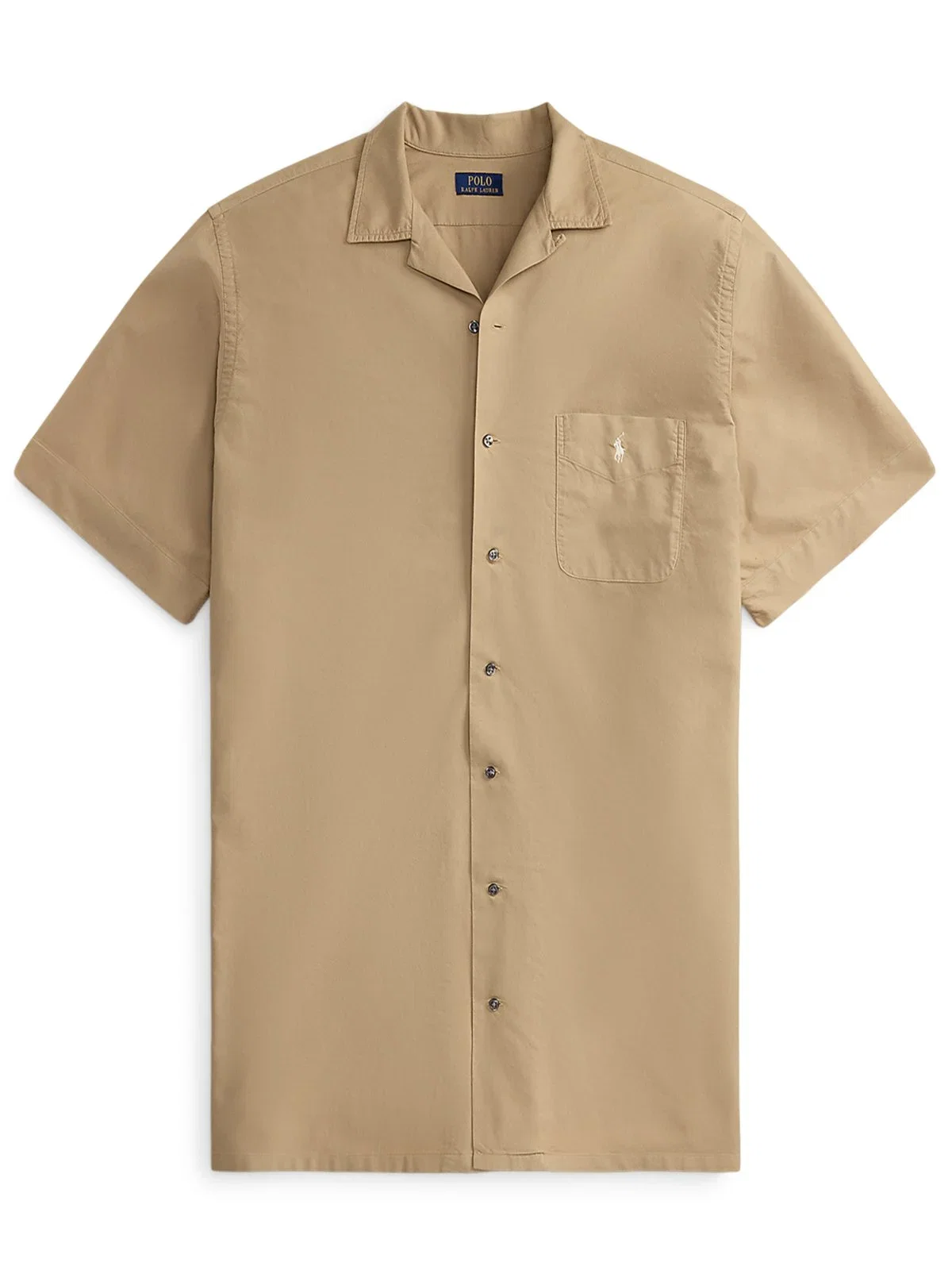 Short-sleeved cotton shirt with chest pocket and logo embroidery, Classic Fit