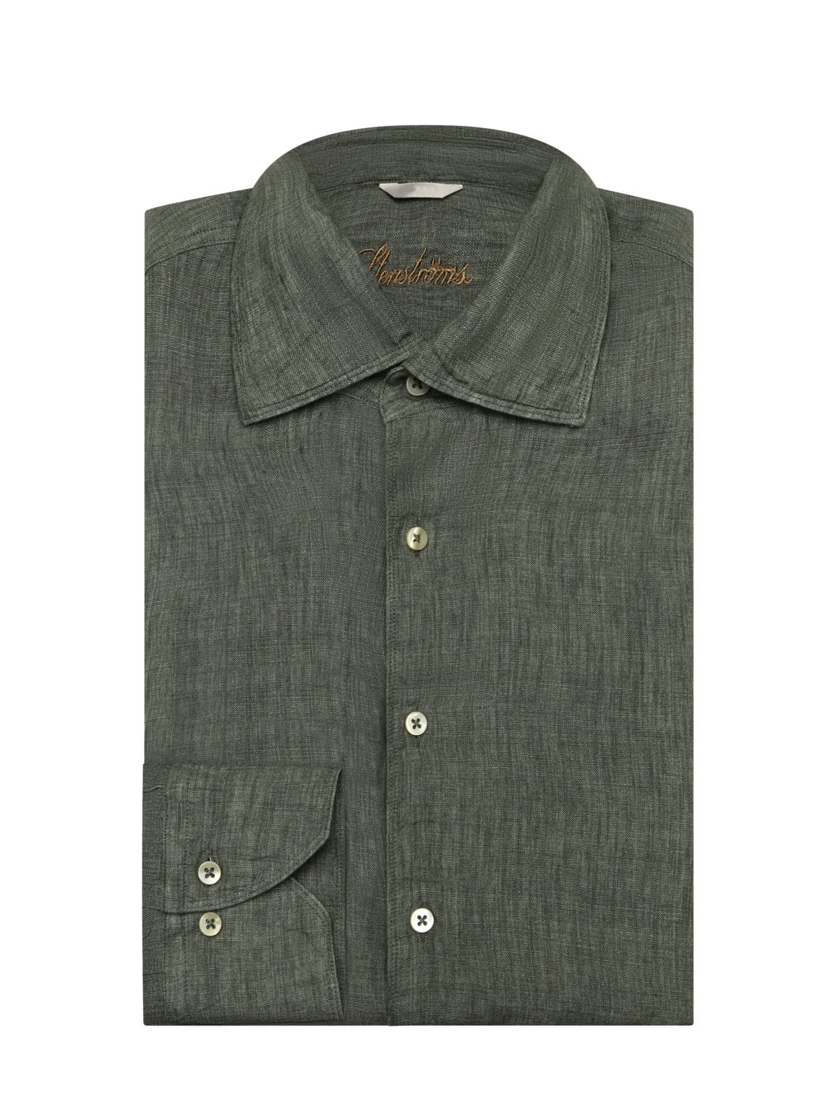 Solid color and lightweight linen shirt with shark collar
