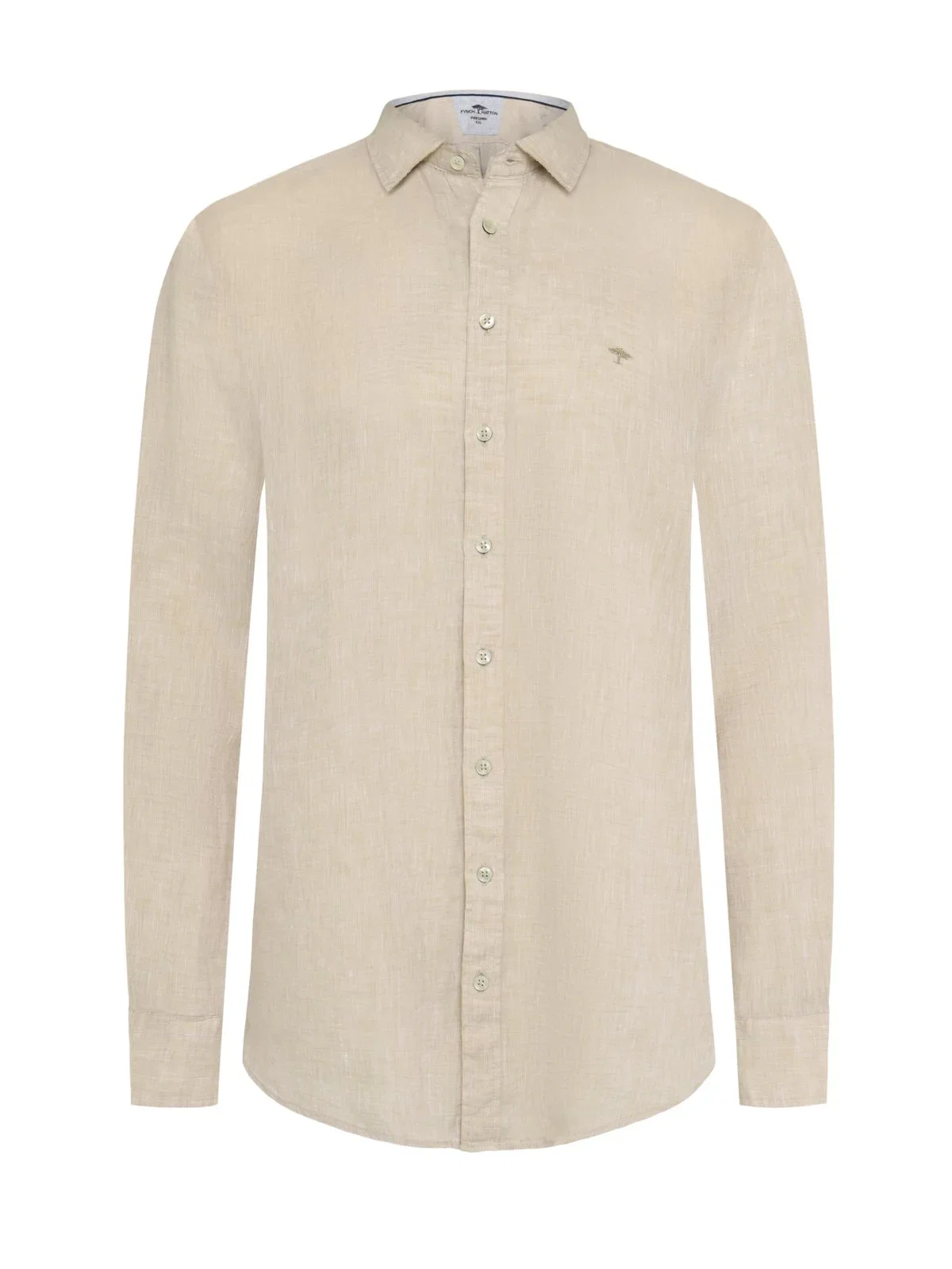 Light linen shirt with Kent collar and embroidered logo