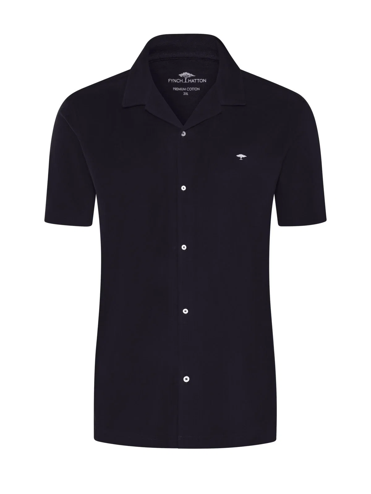 Short-sleeved cotton shirt with resort collar