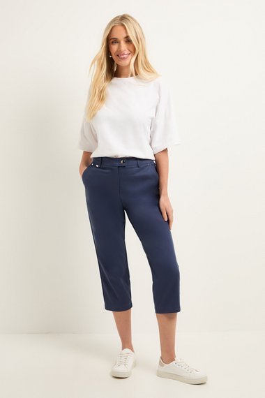 Petite Stretch Capri Cropped Trousers