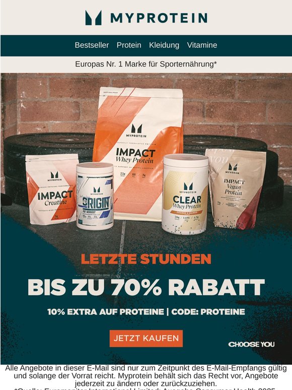 Nur noch wenige Stunden: 10% Extra auf Proteine ⌛