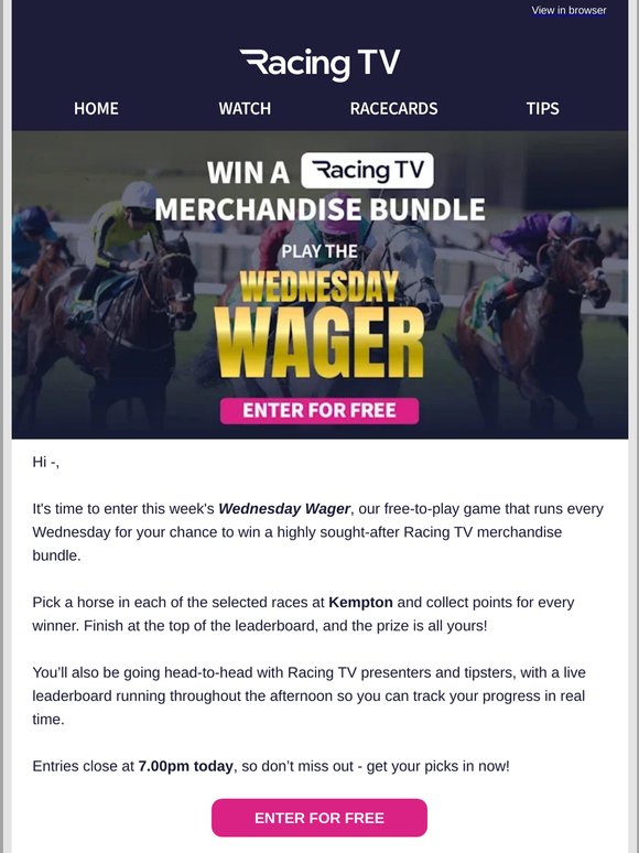Enter the Wednesday Wager for free, —! 🏇