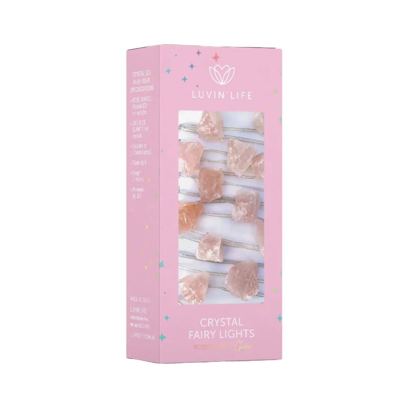 Image of Luvin Life Crystal Fairy Lights Rose Quartz