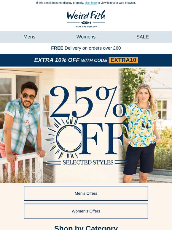 25% off selected styles – don’t miss out