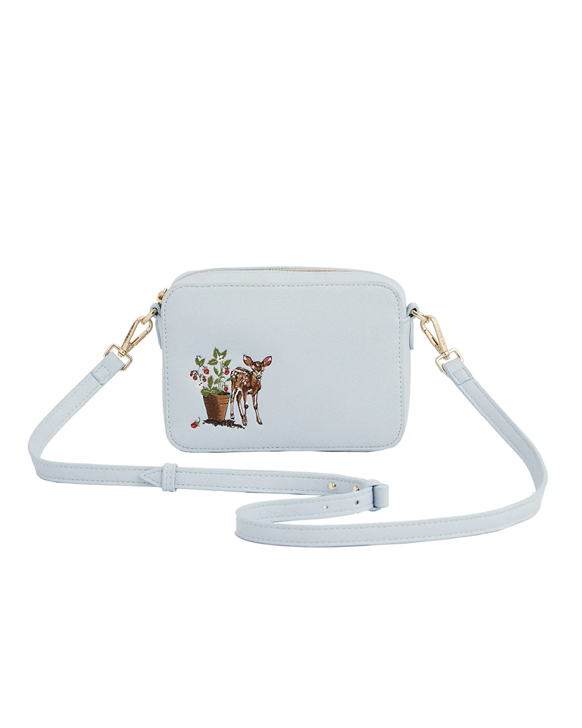 Image of Charlotte Strawberry & Fawn Blue Embroidered Camera Bag