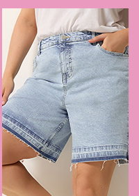 YOURS blauwe denim shorts met zoomdetail