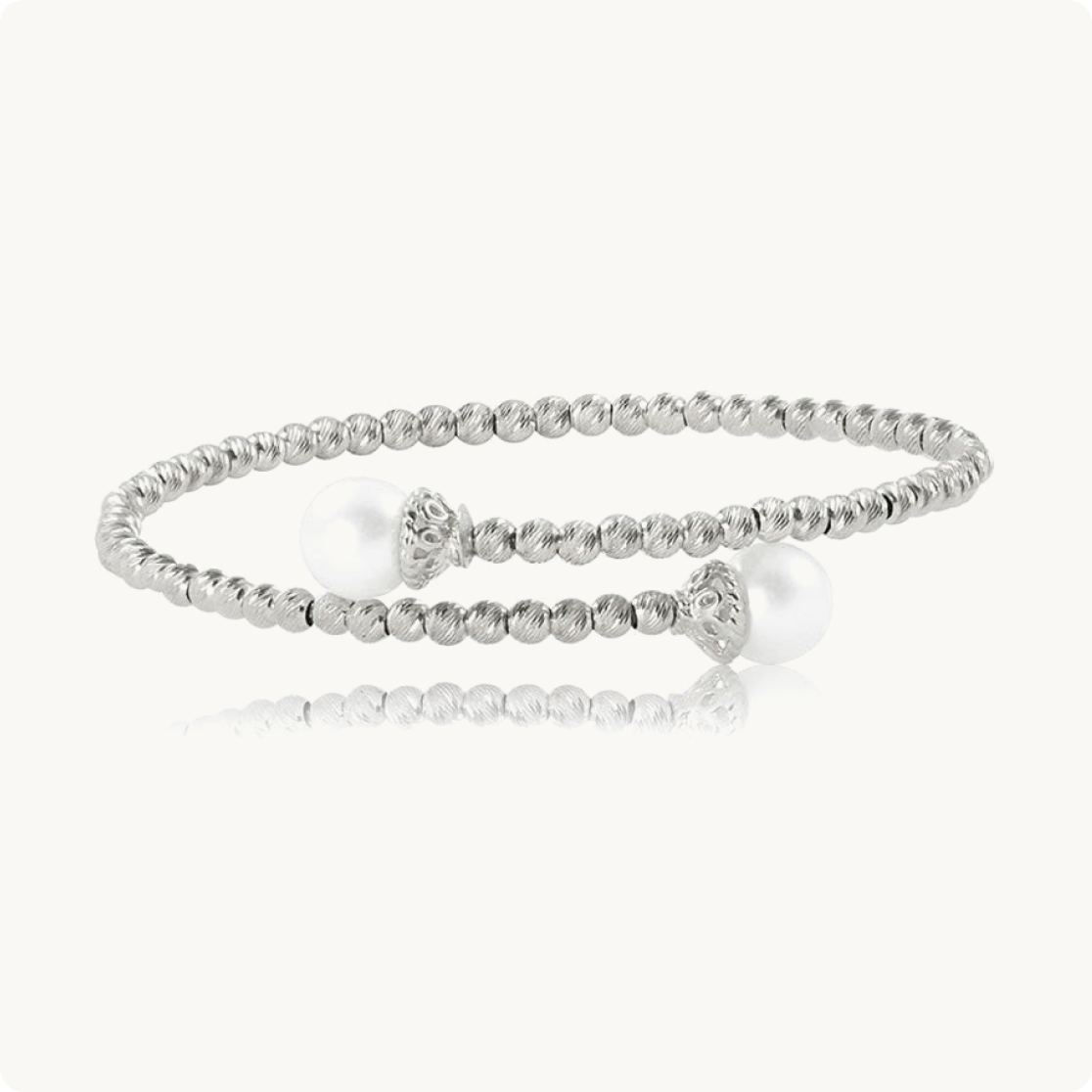 Imperial Pearl Freshwater Pearl & Diamond Cut Beaded Bangle