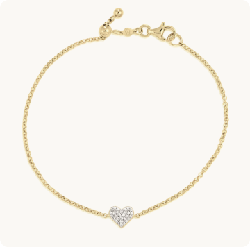 Lab Grown Diamond Heart Adjustable Bracelet Gold Plated