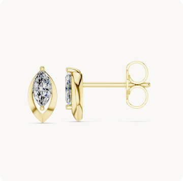 Lab Grown Diamond 1/4ctw. Marquise Stud Earrings in 10k Yellow Gold