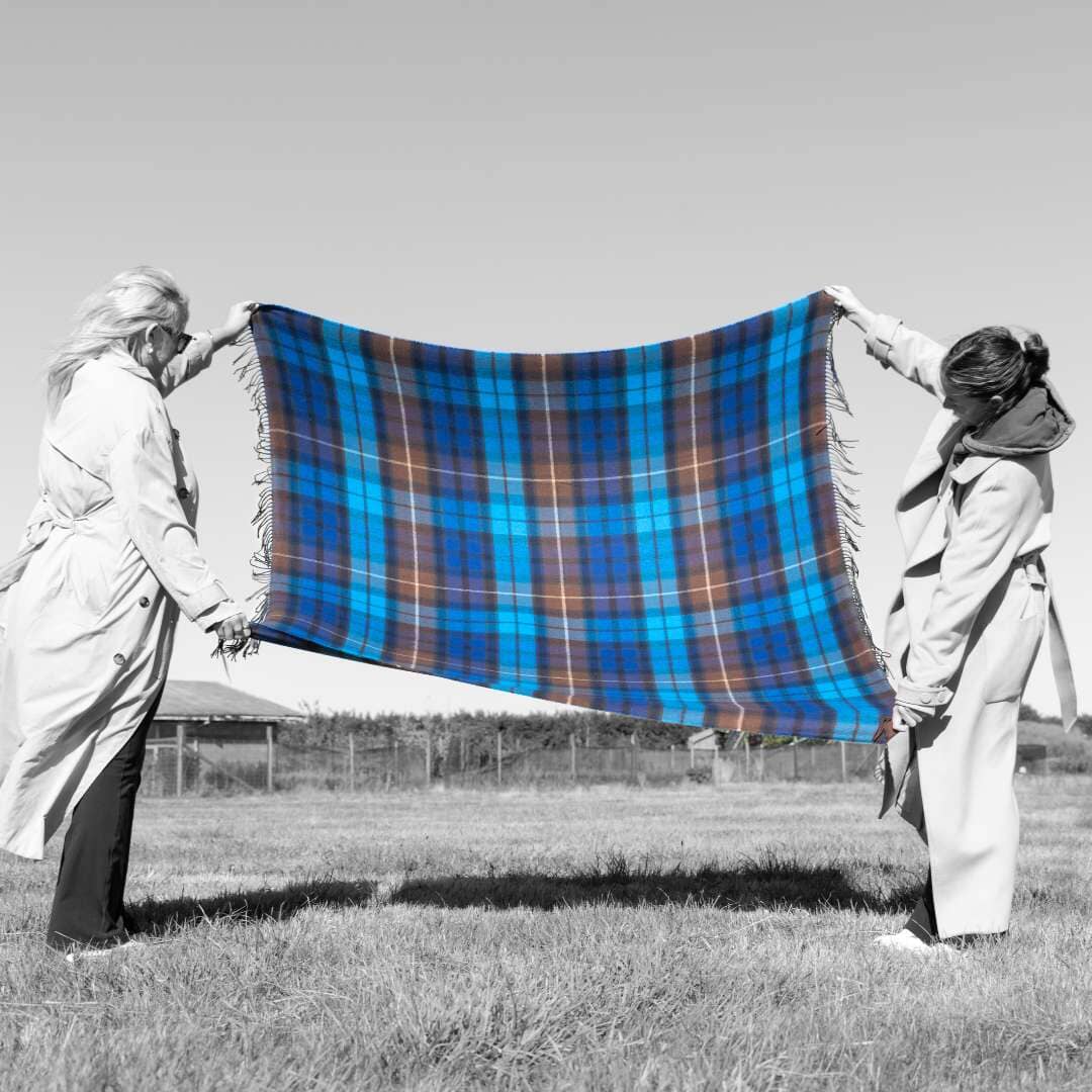 Image of Border Buchanan Blue Tartan Lambswool Blanket