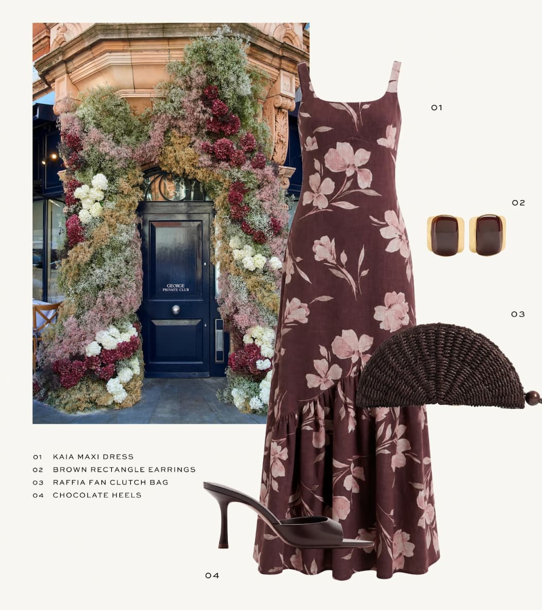 Kaia Scoop Neck Printed Frill Maxi Dress
