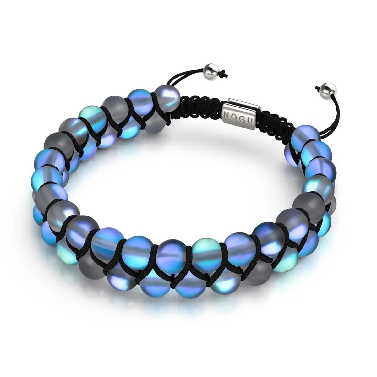 Image of NOGU Grey | Silver | Double Mermaid Glass Bracelet in Light Blue Black Silver