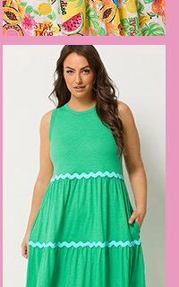 YOURS Gestuftes Maxikleid in Grün mit Wellenbesatz