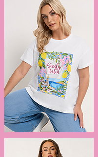 YOURS – T-Shirt in Weiß mit Aufdruck „Sicily Italia“
