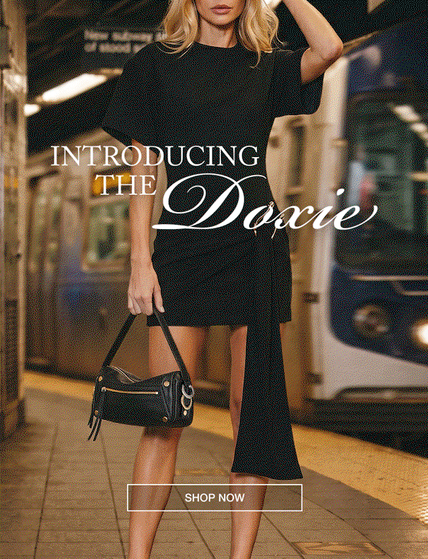 Introducing the Doxie. CTA: Shop Now. Showing doxie in black brushed gold.