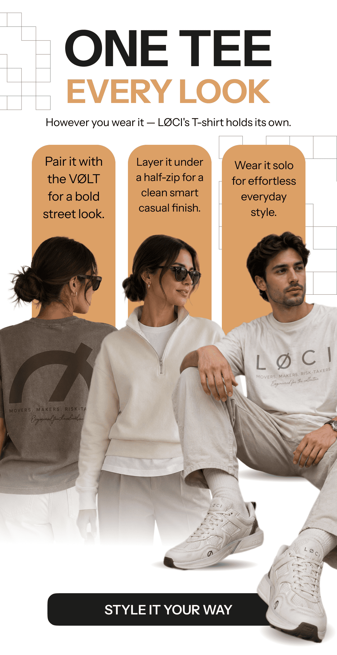 One T every look. 