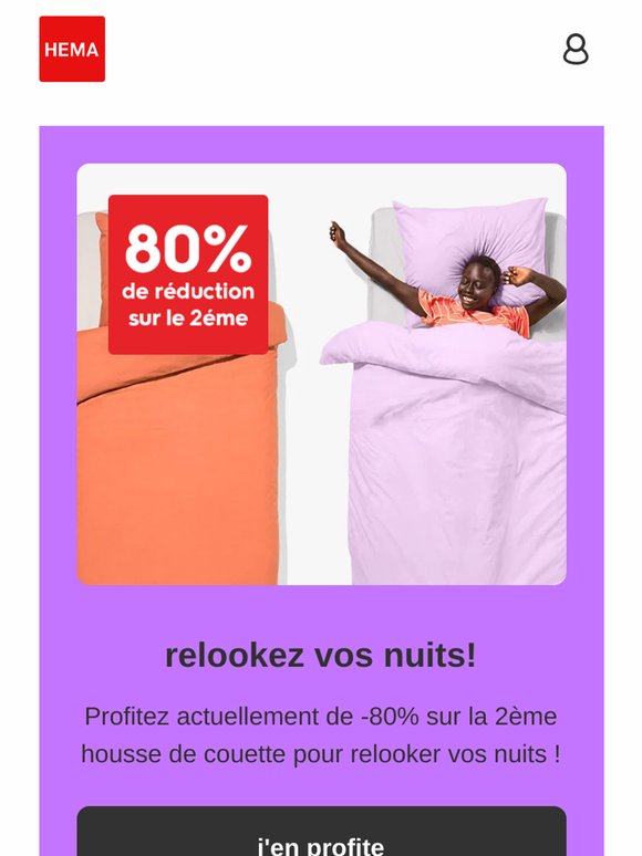 🛏️ relookez vos nuits : profitez de -80% sur la 2ème housse de couette !