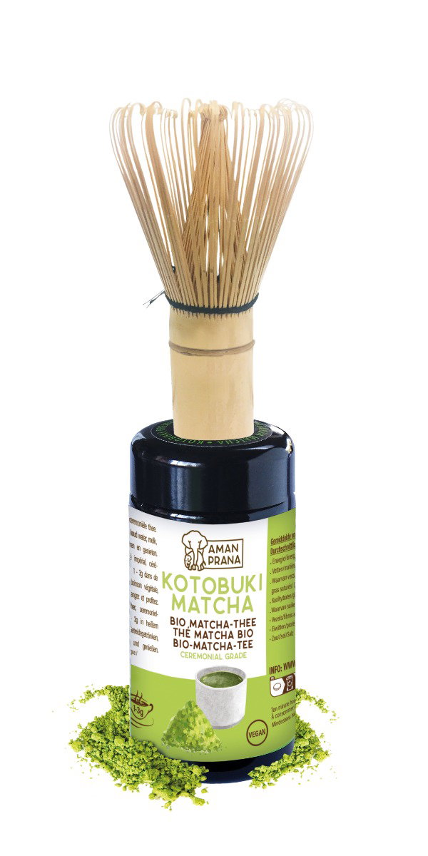 Image of Amanprana Kotobuki Matcha 40g bio + GRATIS bamboe klopper