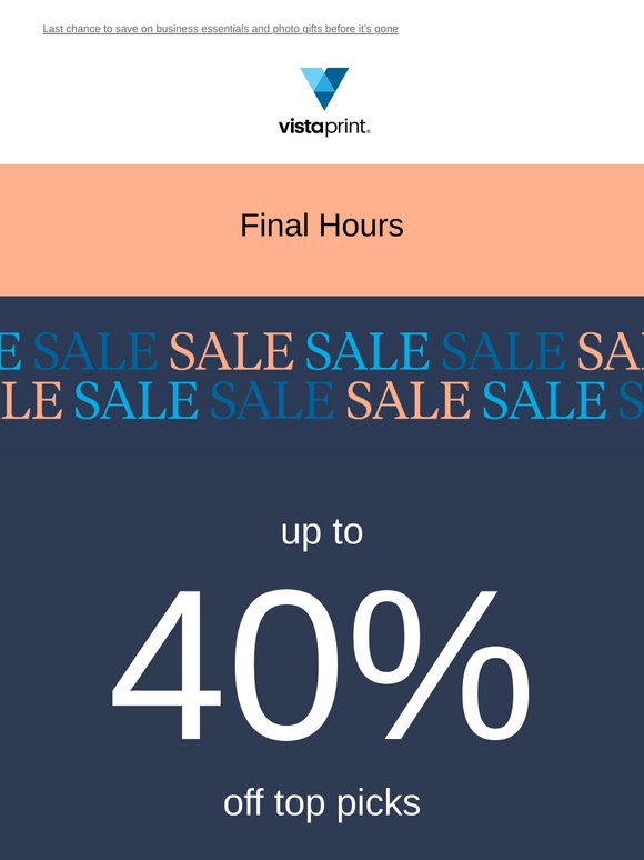 Final hours to save 🫰 Up to 40% off select products
