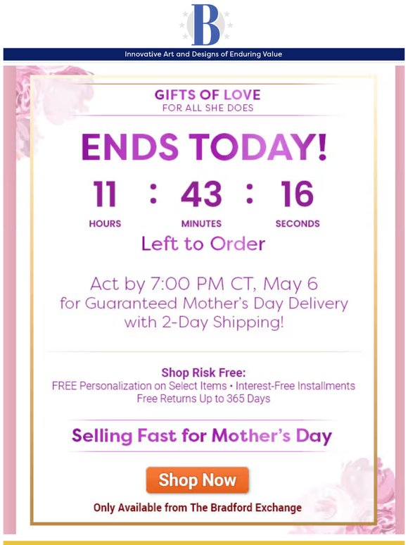 Last Day to Order for Mother's Day!