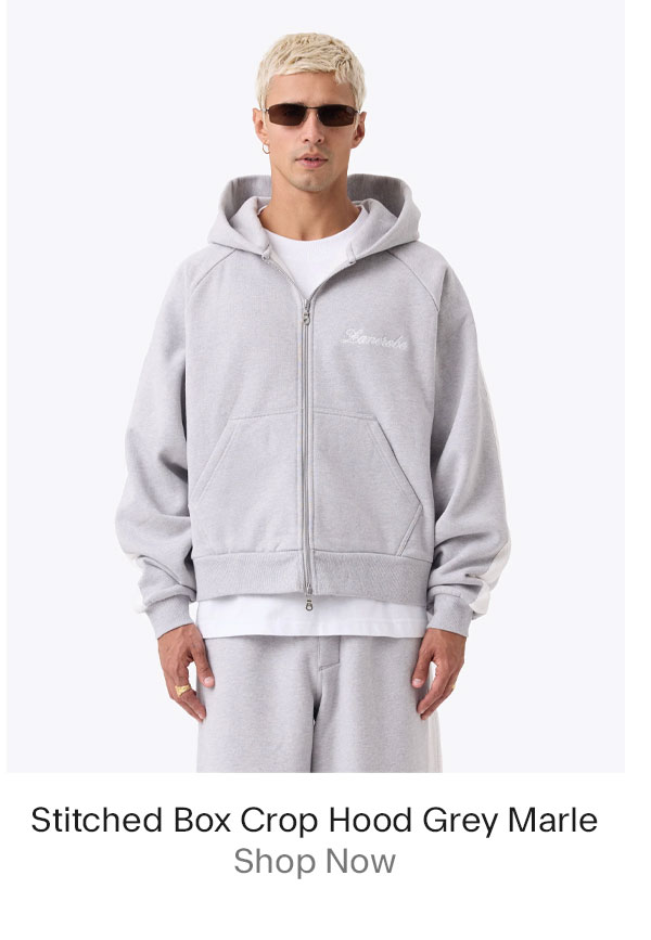 Stitched Box Crop Hood Grey Marle