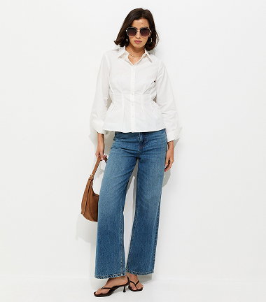 White Cotton Waisted Shirt