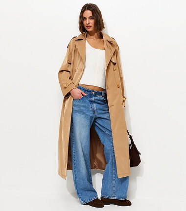 Premium Tan Double Breasted Mac Trench Coat