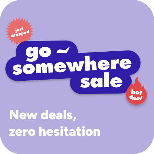 Go somewhere sale on a lilac background