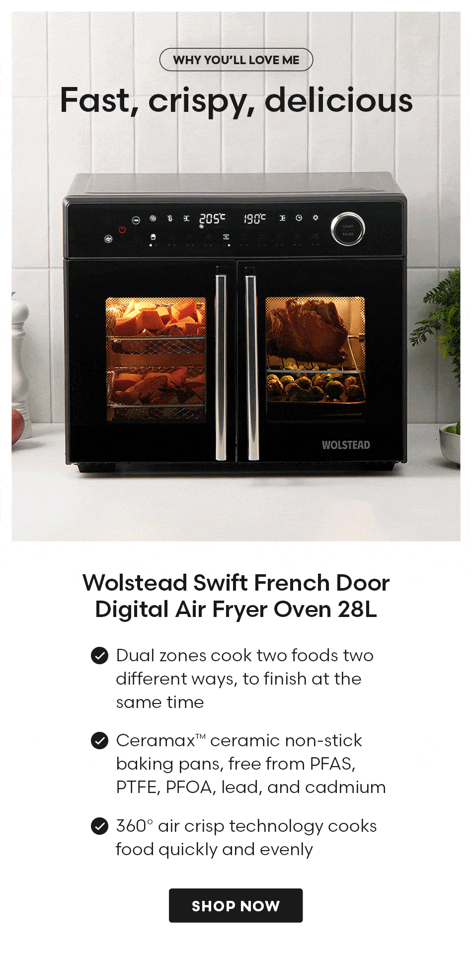 Wolstead Swift French Door Digital Air Fryer Oven 28L