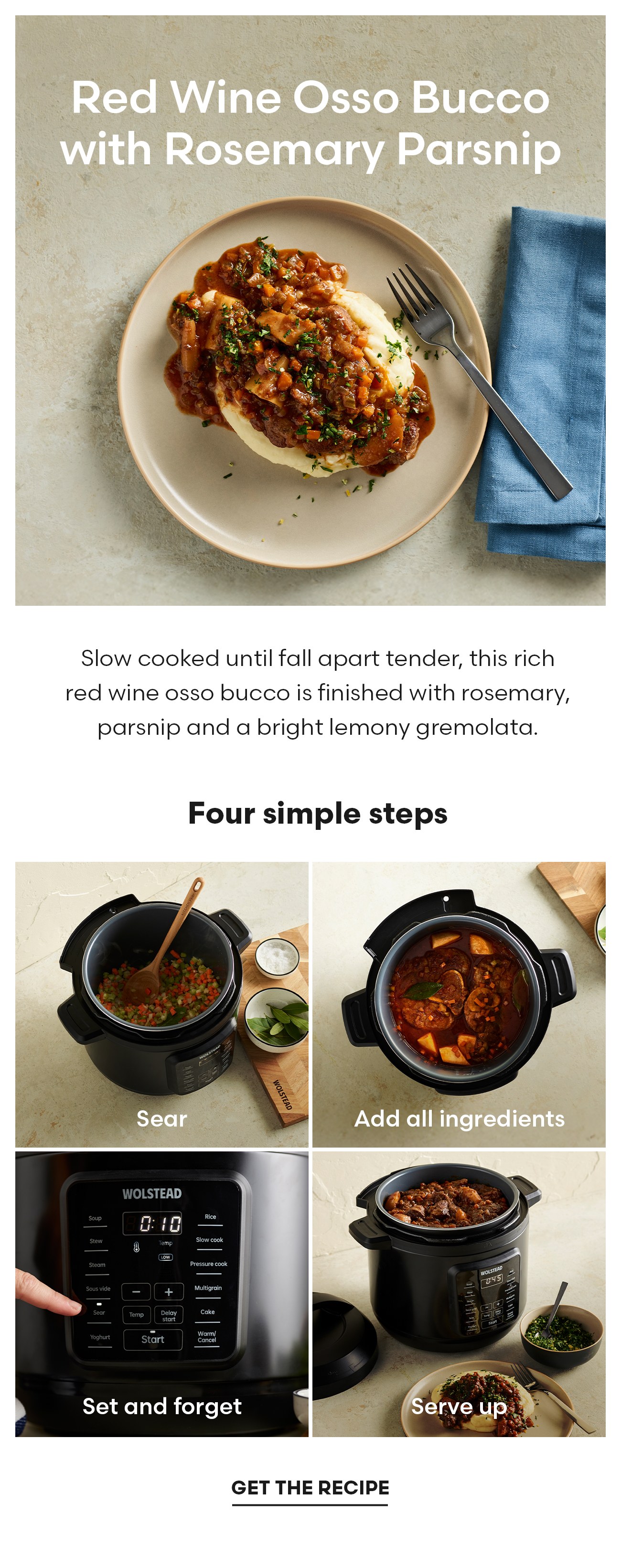 Red Wine Osso Bucco with Rosemary Parsnip