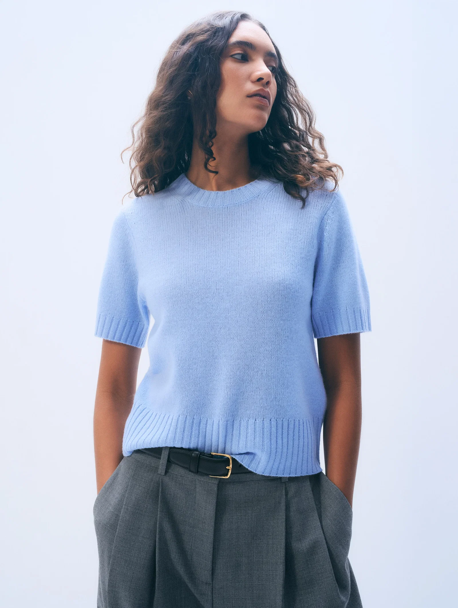Image of Cashmere Featherweight T-Shirt | Blue Vapor