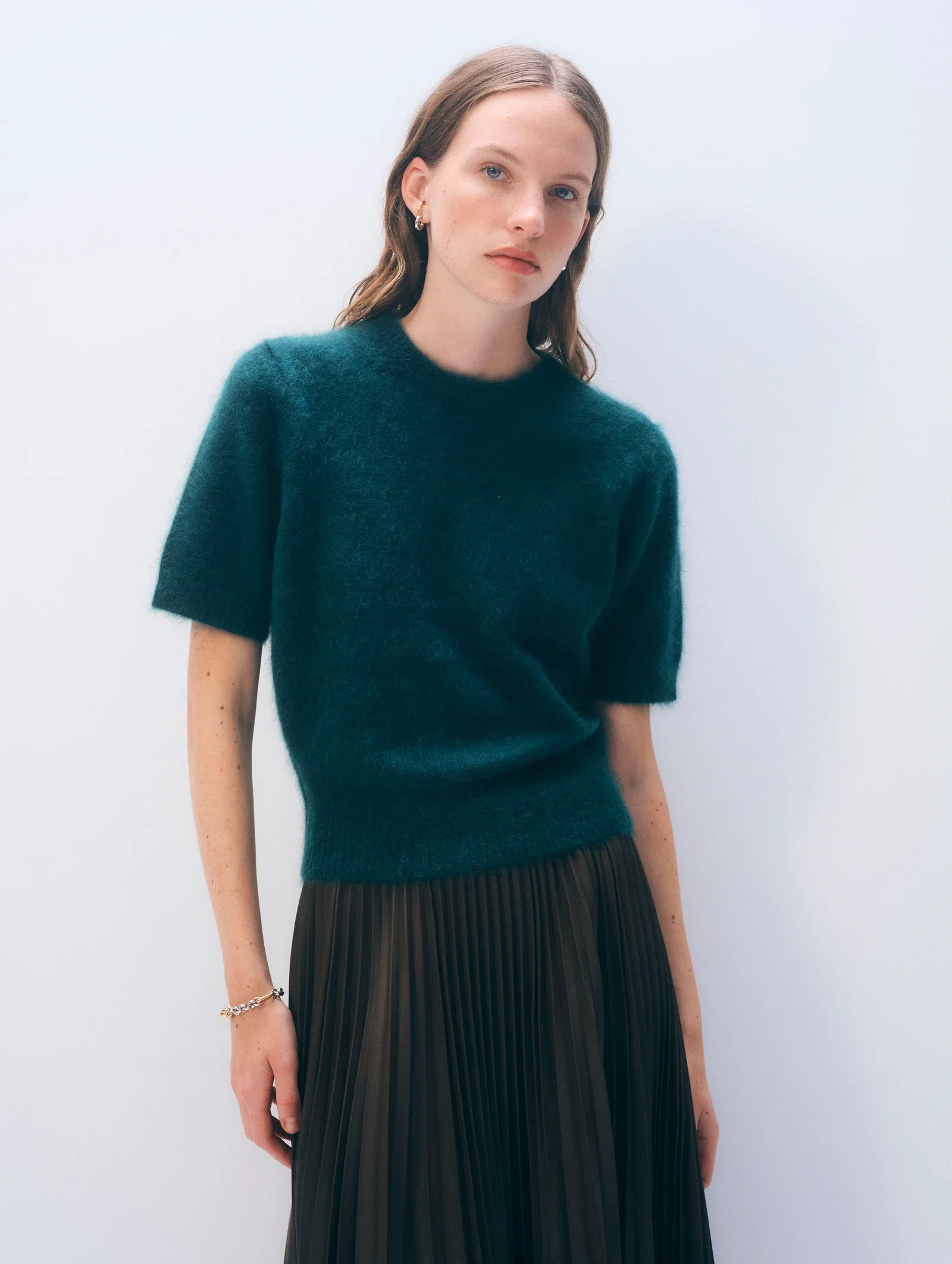 Image of Brushed Cashmere Tee | Tealwood Green