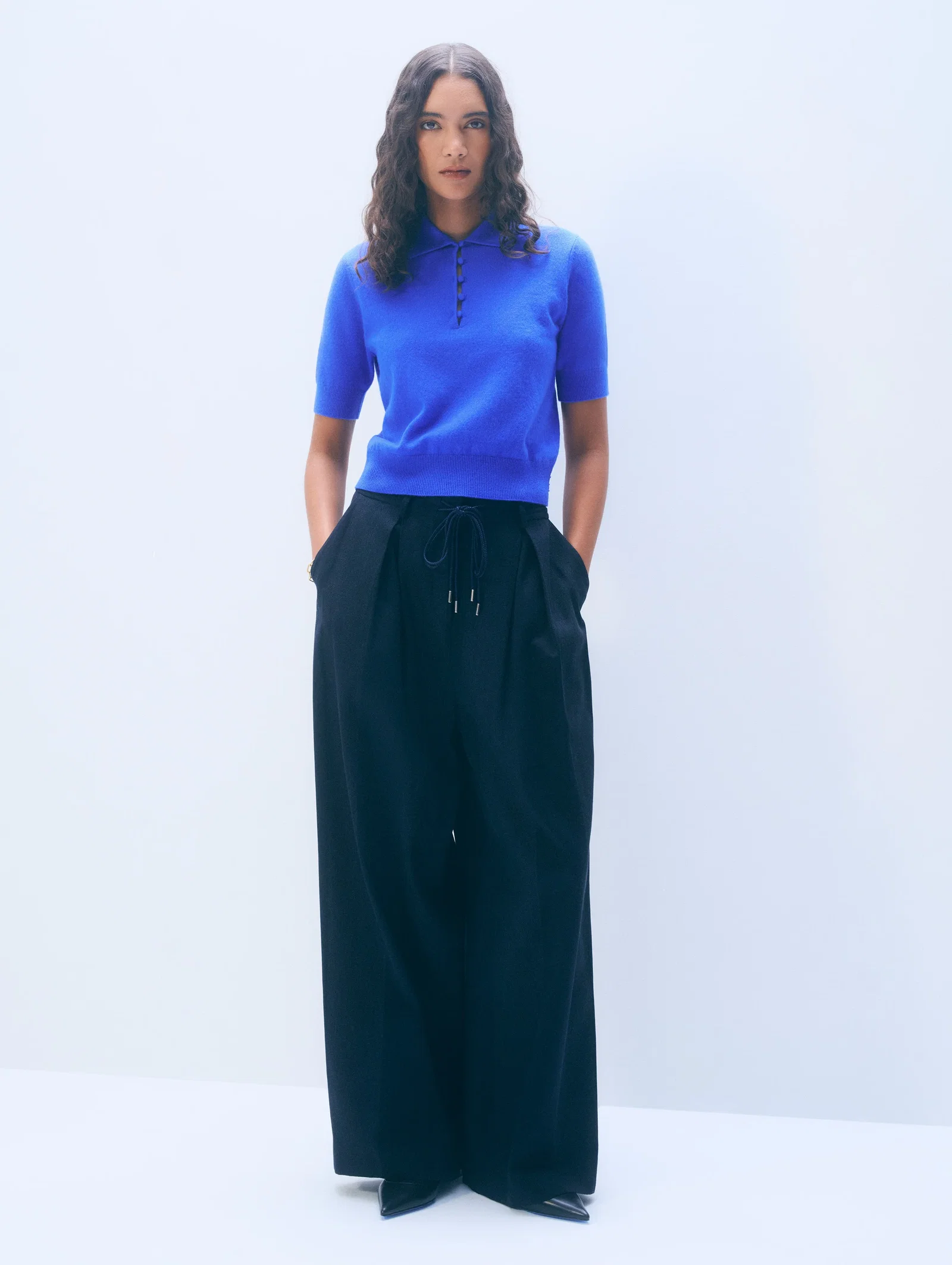 Image of Cashmere Button Polo | Cobalt Blue