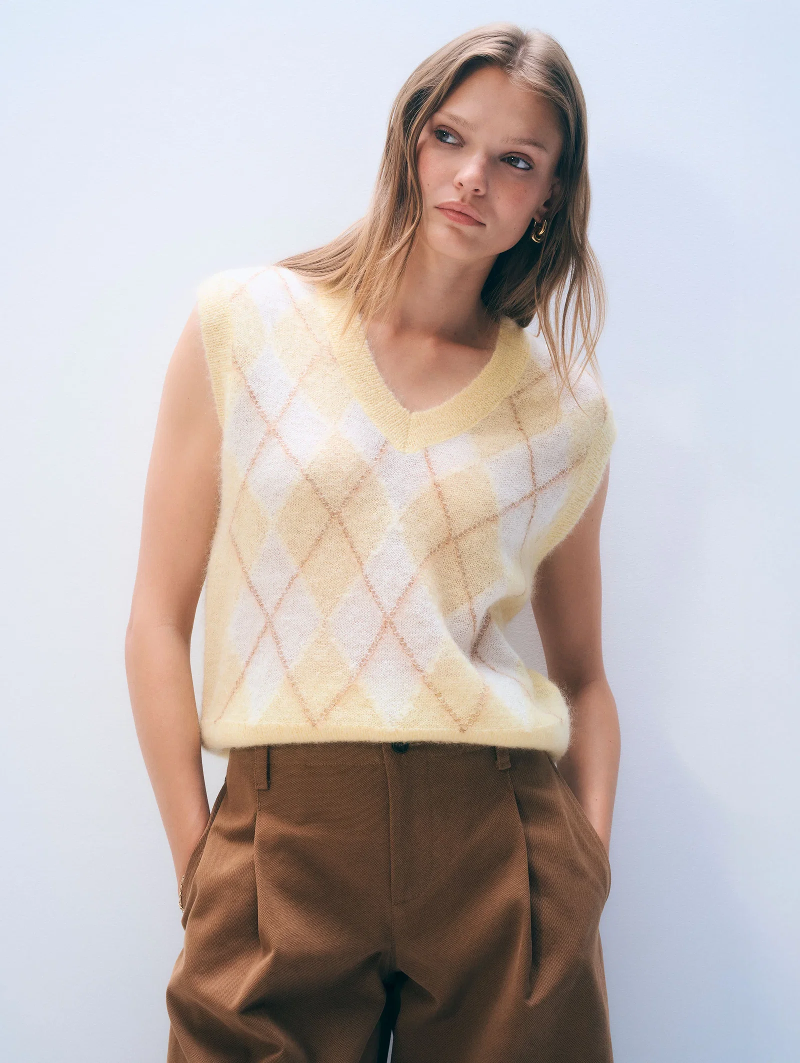 Image of Mohair Luxe Argyle Vest | Lemonade Combo