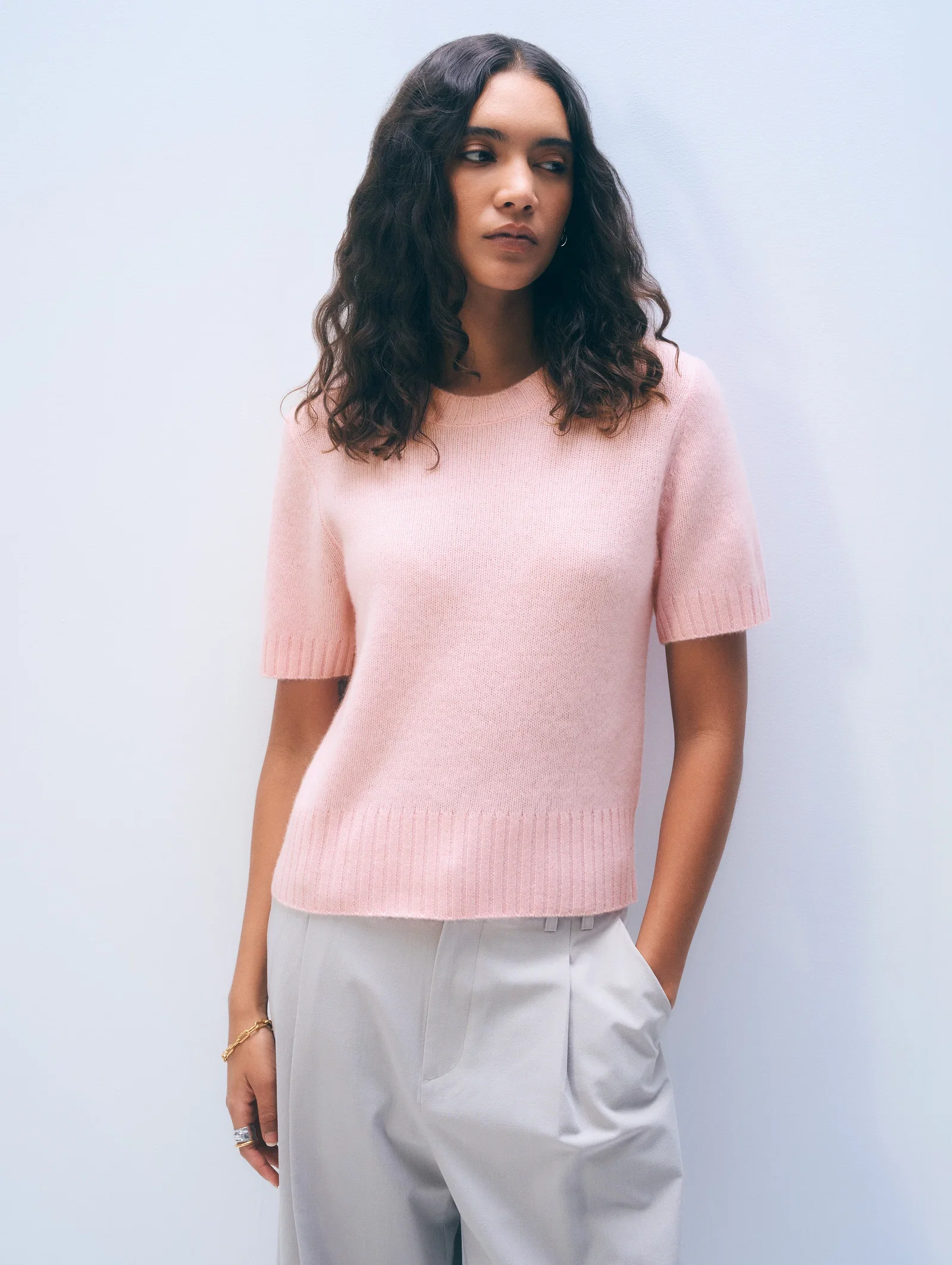 Image of Cashmere Featherweight T-Shirt | Clay Pink