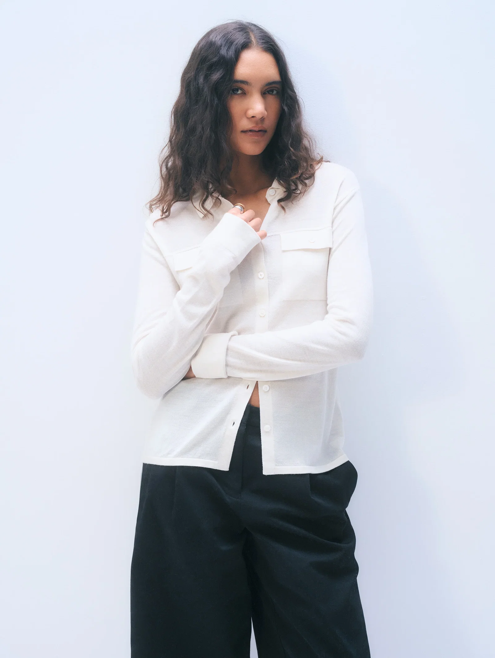 Image of Superfine Merino Wool Shirt | Ivory