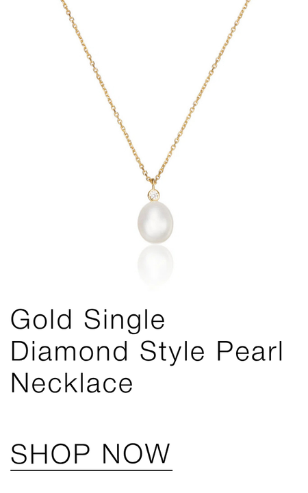 Gold Single Diamond Style Pearl Necklace