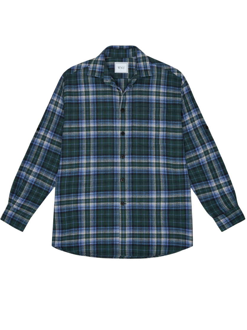 The Oversized: Thick Brushed, Blue and Green Check