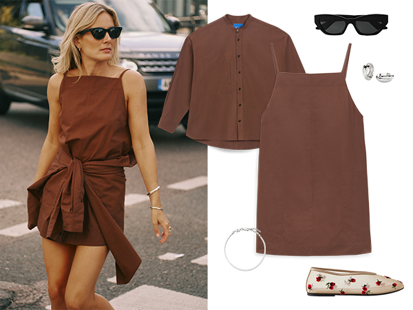 Andros Dress: Fine Poplin, Mocha