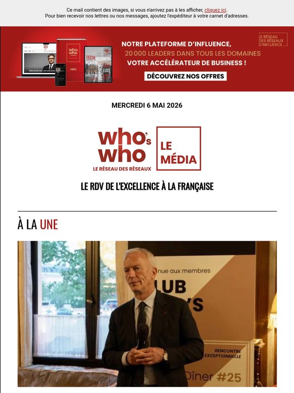 Aujourd'hui dans WHO'S WHO :Patrick Martin, Patrick Mouratoglou, Care Forward, le prix littéraire Who's Who 2026 ...