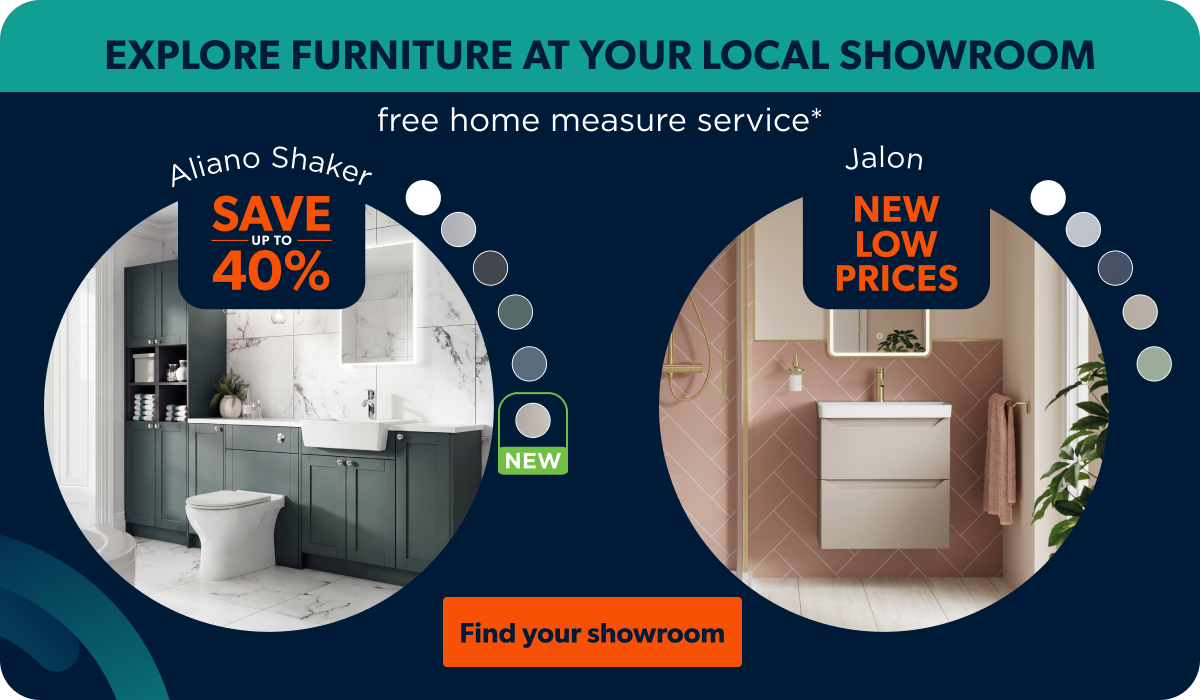 Explore furniture at your local showroom | Free home measure service | Save up to 40% on Aliano Shaker range | New low prices on Jalon range