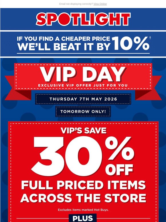 HURRY! VIP DAY Starts Tomorrow! One Day Only!