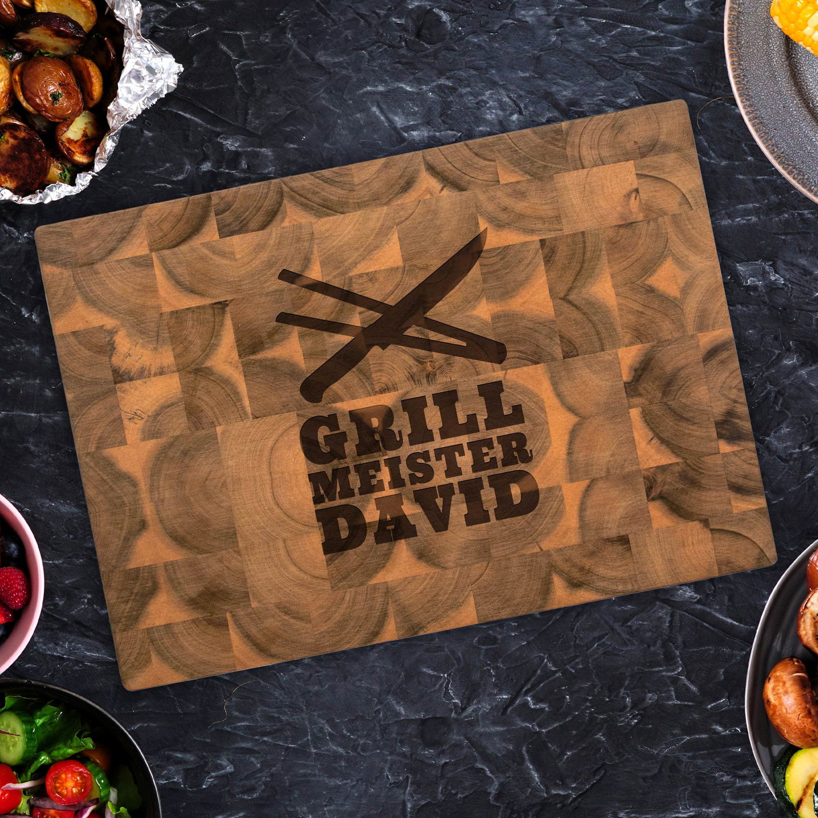 Image of Premium Stirnholz Schneideblock Akazie - Grillmeister