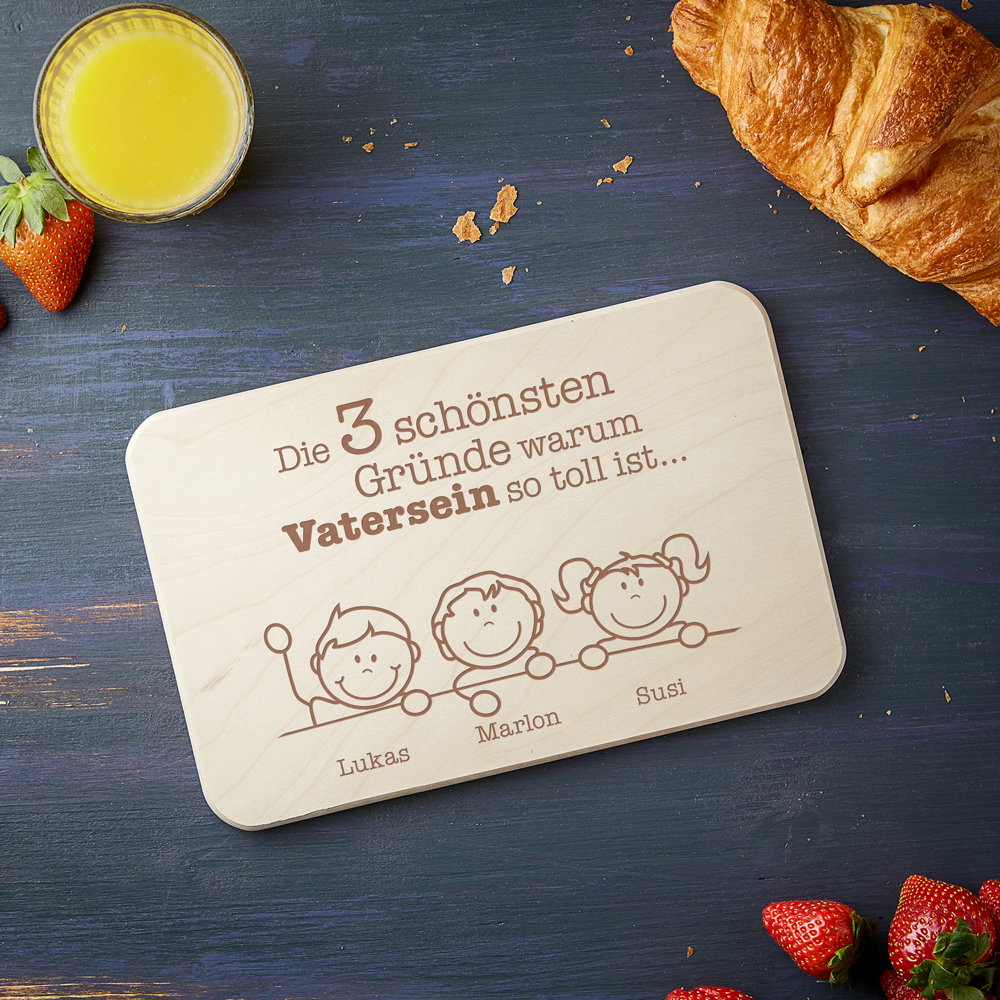 Image of Frühstücksbrett - Gute Gründe - Vatersein - Personalisiert